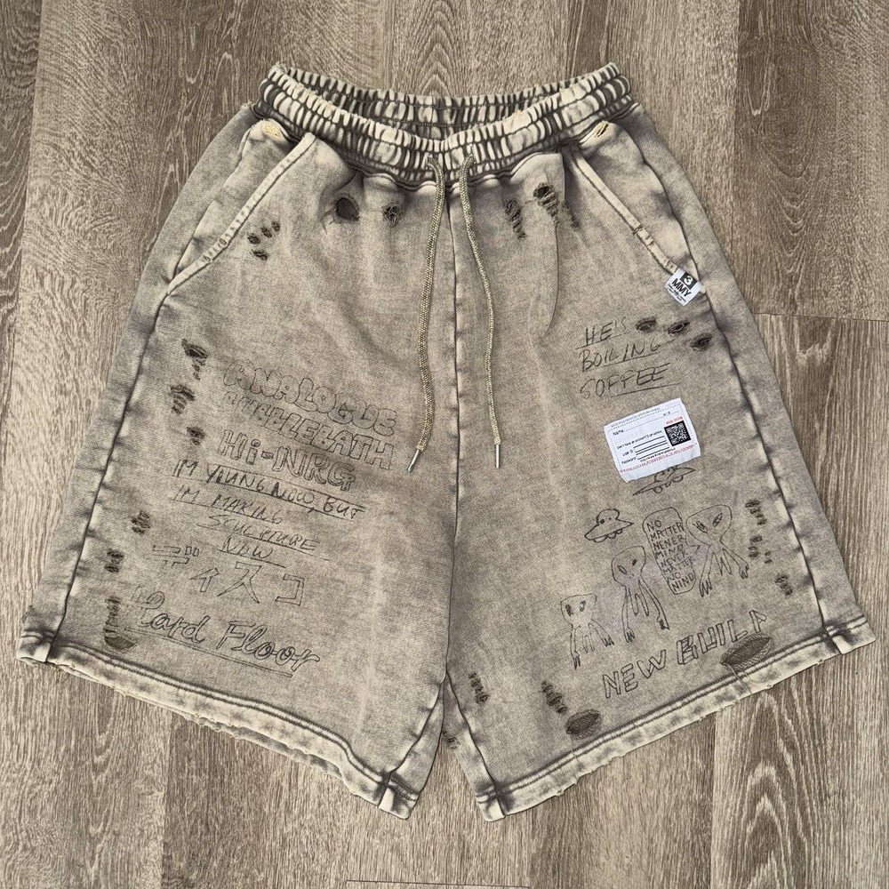 Maison Mihara Yasuhiro Bleached Effect Sweat Shorts Mens S Aliens Baggy Distress